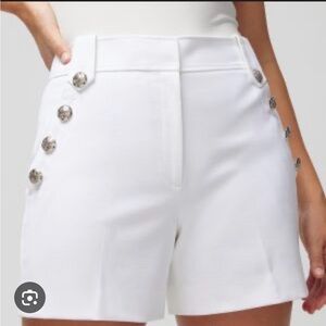White House Black Market White High-Rise Button Side Bermuda Shorts